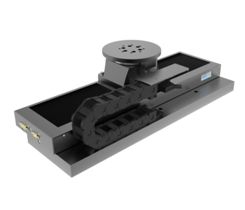 X-Phi-System für die Positionierung optischer Linsen, Zylinder z.B. Tastschnittmessgerät | X DC-Motor, Kugelgewinde, Kreuzrolle, Linearmessystem | Phi AC-Servo, Winkelmesssystem