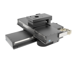 XY-Z-Phi Positioniersystem mit 66 mm Apertur (Reinraum) | XY Linearmotor, Profilschiene | Z Kreuzrolle, Kugelgewindetrieb | Phi Zahnriemen, DC-Motor | Hub 450 x 350 x 16 mm x 45° - Kombinationen aus Industrieachsen