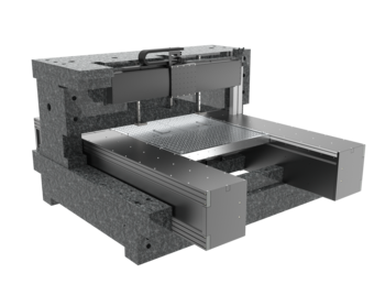 XY Laserpanelstage mit Verfahrwegen bis 2500 x 1500 mm | Positioniersystem X Linearmotor, Luftlager | Y Kugelgewindetrieb, AC-Servo - Portale