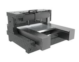 XY Laserpanelstage mit Verfahrwegen bis 2500 x 1500 mm | Positioniersystem X Linearmotor, Luftlager | Y Kugelgewindetrieb, AC-Servo - Portale