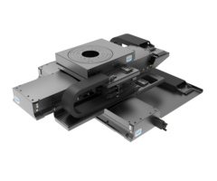 XY-Phi Positioniersystem mit 66 mm Apertur (Reinraum) | XY Linearmotor, Profilschiene | Phi Zahnriemen, DC-Motor | Hub 300 x 300 mm x 360° - Kombinationen aus Industrieachsen